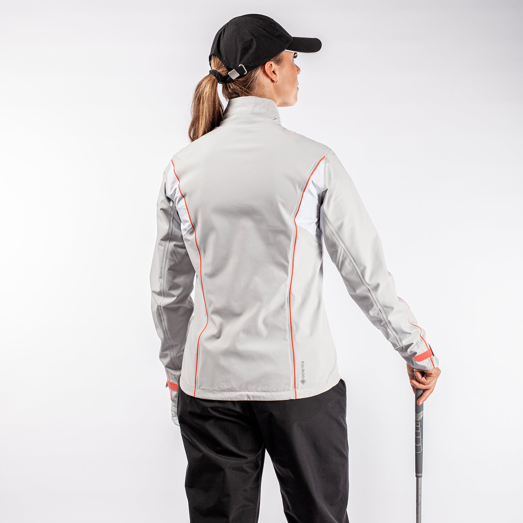 Galvin Green Ally Paclite Gore-Tex Ladies Waterproof Golf Jacket Cool Grey/White/Coral